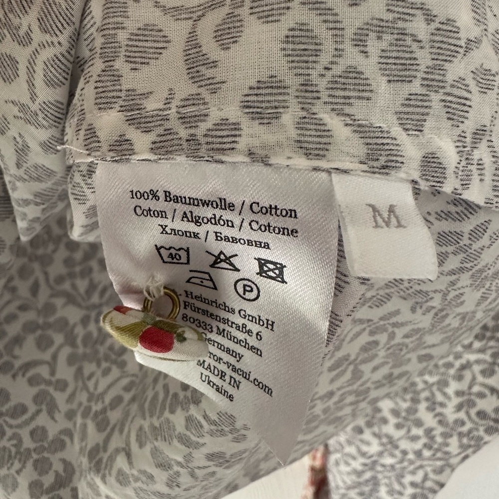 Horror Vacui Floral Blouse Sz M Scalloped Ruffle Collar Spring - Picture 11 of 11